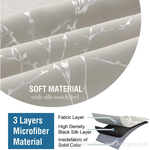 Foil Printed Twig Tree Branch Pattern Curtain Drapes